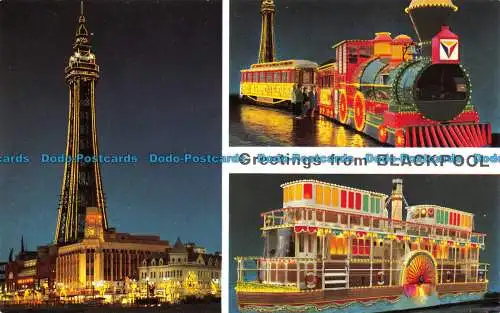 R137591 Grüße aus Blackpool. E. Ludwig. Hinde. Blackpool-Beleuchtungen. Mul