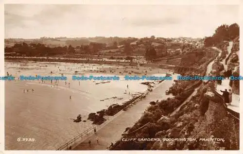 R136993 Cliff Gardens. Goodrington. Paignton. Valentinstag. RP. 1937