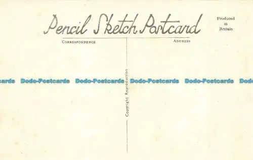 R138053 Das Landtor. Roggen. Postkarte mit Bleistiftskizze