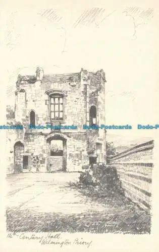 R138066 Halle aus dem 14. Jahrhundert. Wilmington Priory. Reproduktion von Bleistiftskizzen. Die Su