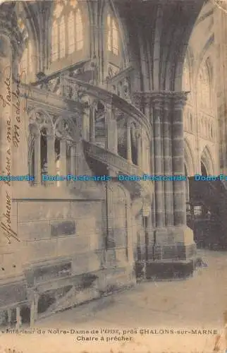 R138607 Innenraum von Notre Dame de lEpine bei Chalons sur Marne. Stuhl zu prech