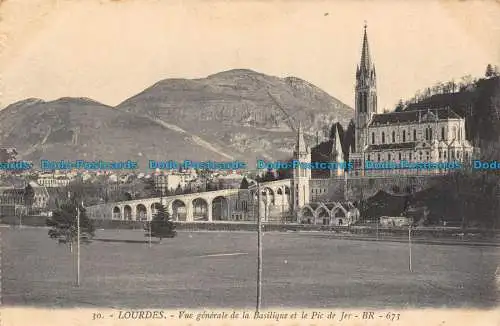 R138678 Lourdes. Überblick über die Basilika und den Jergipfel. BR. 673