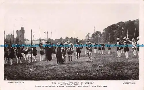 R138297 Der nationale Wettbewerb von Wales. Harry Tudor wurde nach Bosworth Field gekrönt.