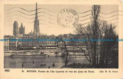 R138853 Rouen. Spitze der Ile Lacroix und Blick auf den Quai de Paris. Herr M. Rouen. E.L