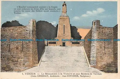 R138583 Verdun. Das Denkmal hat den Sieg und die Soldaten von Verdun. V.G