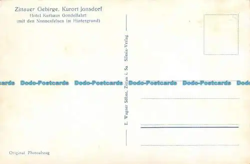 R139830 Jonsdorf. Die Nonnenfelsen mit Hotel Gondelfahrt. Zittauer Gebirge. Kuro