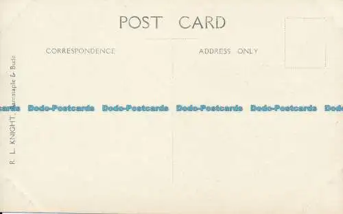 R140224 alte Postkarte. Innenraum der Kirche. R.L. Knight. Scheunenheftklammer und Bude