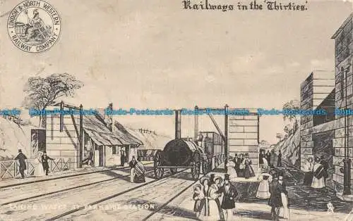 R140227 Wasserentnahme am Bahnhof am Parkplatz. Eisenbahn in den dreißiger Jahren. London und nein