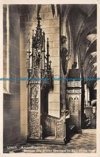 R139912 Urach. Amanduskirche. Betstuhl des Grafen Eberhard im Bart. U. Weber