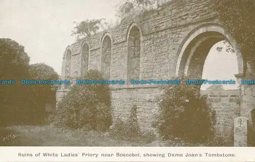 R140968 Ruinen weißer Damen. Priorat in der Nähe von Boscobel Showing Dame Joans Tombstone