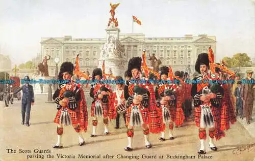 R641221 Die schottischen Wachen. Vorbei am Victoria Memorial nach einem Wachwechsel am