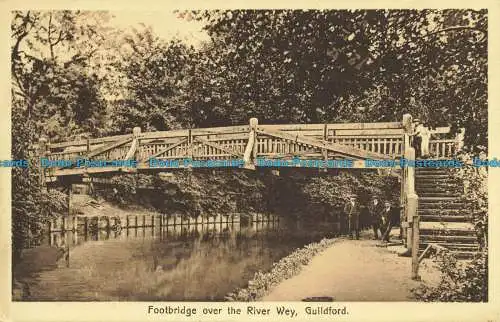 R641333 Guildford. Fußgängerbrücke über den Fluss Wey. Tuck. Sepia Serie. Nein. 2041