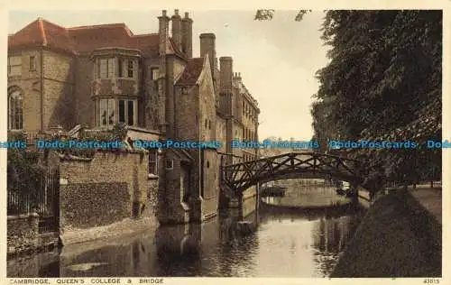 R641515 Cambridge. Queen College und Brücke. Photochrom