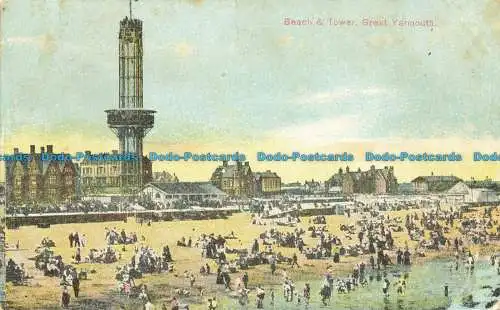 R641520 Great Yarmouth. Strand und Turm. Postkarte