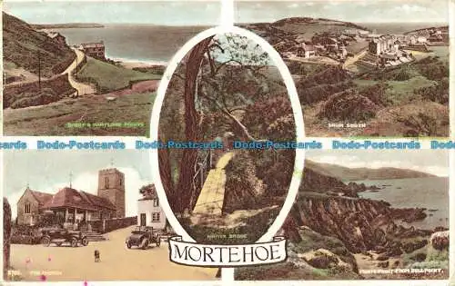 R641623 Mortehoe. Kiniverbrücke. Aus dem Süden. Die Kirche. Baggy und Hartland Poi