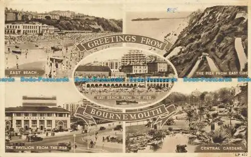 R641937 Grüße aus Bournemouth. East Beach vom Pier. Der Pavillon von