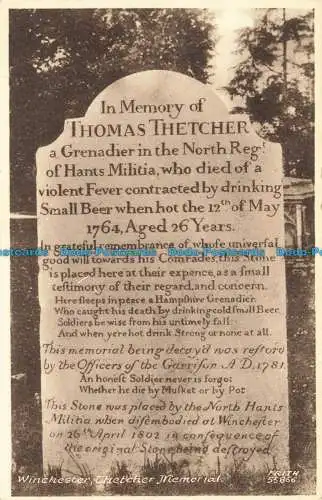 R642125 Winchester. Thetcher Memorial. F. Frith