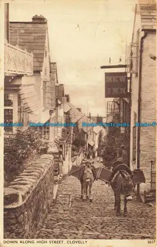 R642298 Clovelly. Entlang der High Street. E.A. Sweetman. Solograph Serie De Lu