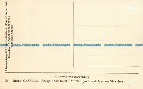 R642795 Brügge. Guido Gezelle. Priester. Grootste Dichter van Vlaanderen. Vlaams