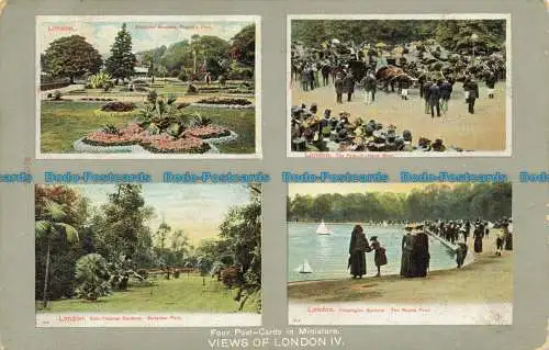 R643500 Vier Postkarten in Miniatur. Ansichten von London IV. Kensington Gardens. Th