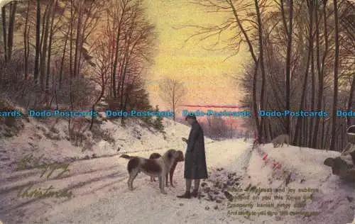 R642904 Frohe Weihnachten. Mann mit Hund. Serie 3526. 1913