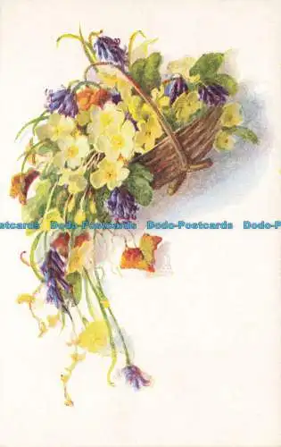 R642439 Grußkarte. Blumen im Korb. A. Vivian Mansell. Nein. 1176