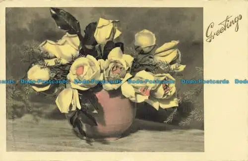 R644456 Grüße. Rosen in Vase. Nr. 2988