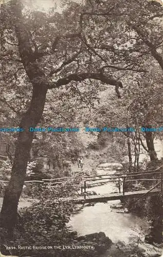 R643789 Lynmouth. Rustikale Brücke auf der Lyn. J. Lachs