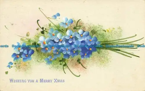 R645182 Ich wünsche Ihnen frohe Weihnachten. Blaue Blumen. 1910