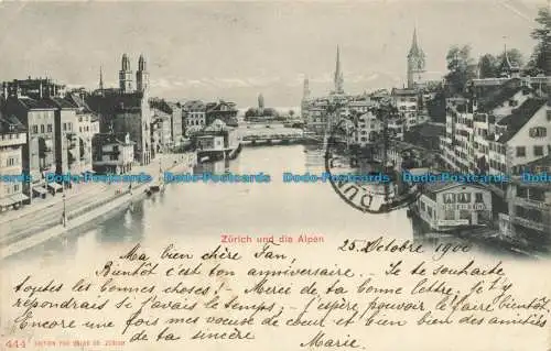 R644728 Zürich Und die Alpen. Photoglob. 1900