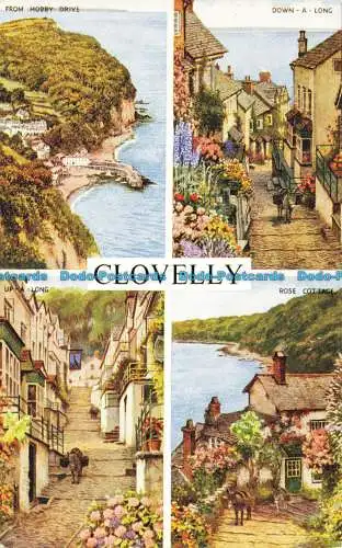 R644204 Clovelly. Rose Cottage. Von Hobby Drive. Eine Weile runter. J. Lachs. Wasser