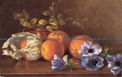 R644945 Orange und Blumen auf dem Tisch. S. Hildesheimer. Nein. 5265