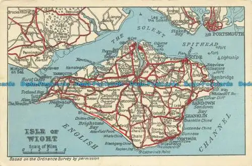 R645027 Isle of Wight. Ärmelkanal. Das Solent. Karte. Basierend auf der Ordnance S