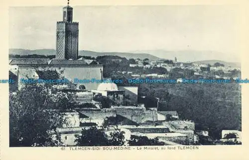 R647437 Tlemcen Sidi Medine. Das Minarett am Tlemcen-Hintergrund. C.A.P