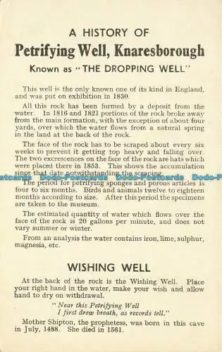 R646647 Eine Geschichte des Versteinerungsbrunnens. Knaresborough. Bekannt als The Dropping Well.