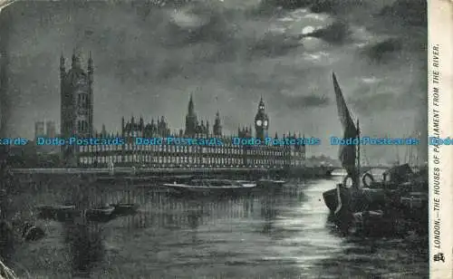 R647940 London. Die Häuser des Parlaments vom Fluss aus. London von Moonlight. Du