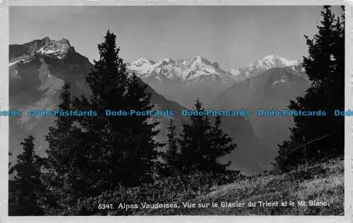 R144127 Waadtländer Alpen. Blick auf den Trient Gletscher und den Mt. Weiß. J. Dubois