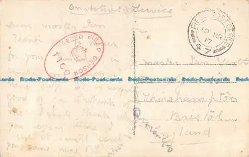 R144625 Alte Postkarte. Kinder mit Blumen. 1917