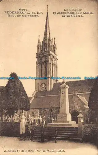 R145753 Pedernec. ca. von Guingamp. Glockenturm und Denkmal für die Kriegstoten