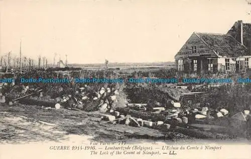 R146330 Krieg. Das Schloss des Grafen in Nieuport. LL