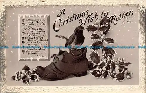 R145906 Grüße. Ein Weihnachtswunsch für Mutter. Vogel im Stiefel