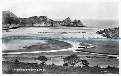 R145930 Three Cliffs Bay. Gower. Harvey Barton. RP