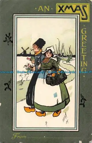 R145141 Ein Weihnachtsgruß. Frau und Mann im Schnee. 1908