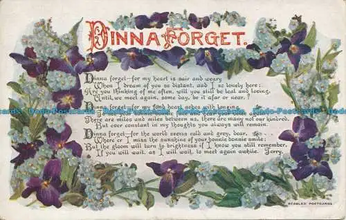 R146591 Dinna Forget. Ein Gedicht. Blumen. Beagles