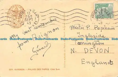 R146148 Avignon. Papstpalast. Südküste. 1949