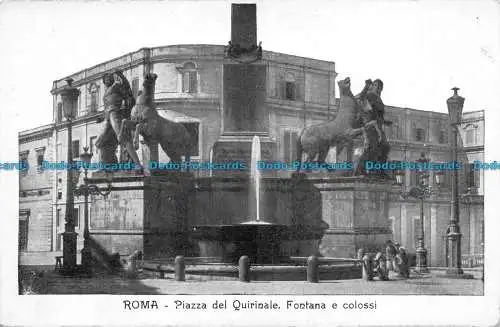 R146150 Rom. Quirinalsplatz Brunnen und Kolosse