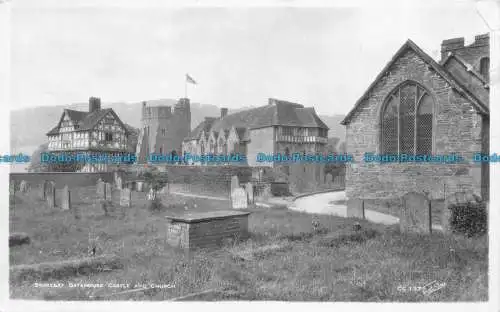 R147946 Stokesay Gatehouse Castle und Kirche. Walter Scott. RP