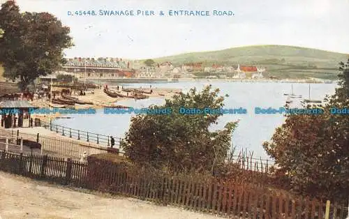 R146195 Swanage Pier und Einfahrtsstraße. Photochrom. Celesque. 1914