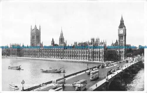 R148075 Houses of Parliament und Westminster Bridge. London. Valentinstag. Silber