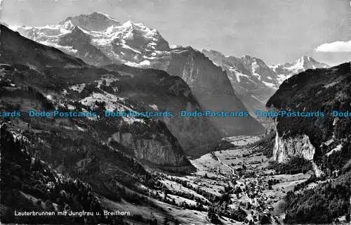 R147556 Lauterbrunnen mit Jungfrau u. Breithorn. Photoglob